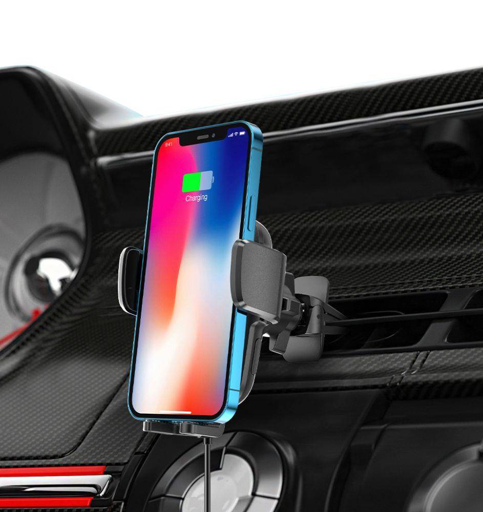 Držák do auta s 15W bezdrátovým nabíjením pro Windscreen Tech-Protect X05 černý
