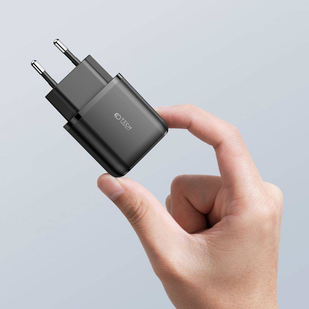 Nabíječka do sítě 20W USB QC3.0 + USB-C PD Tech-Protect C20W černá