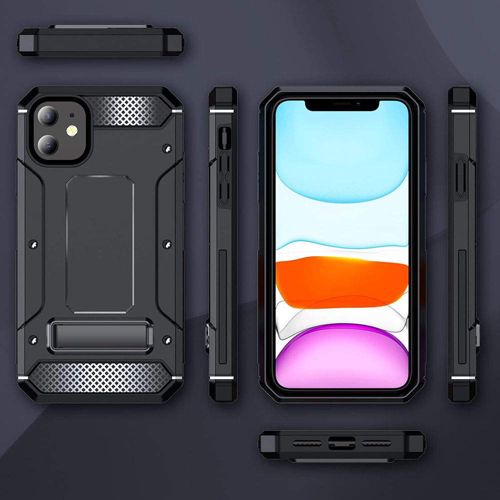 Kryt iPhone 12 /12 Pro, Techsuit - Hybrid Armor Kickstand , černý