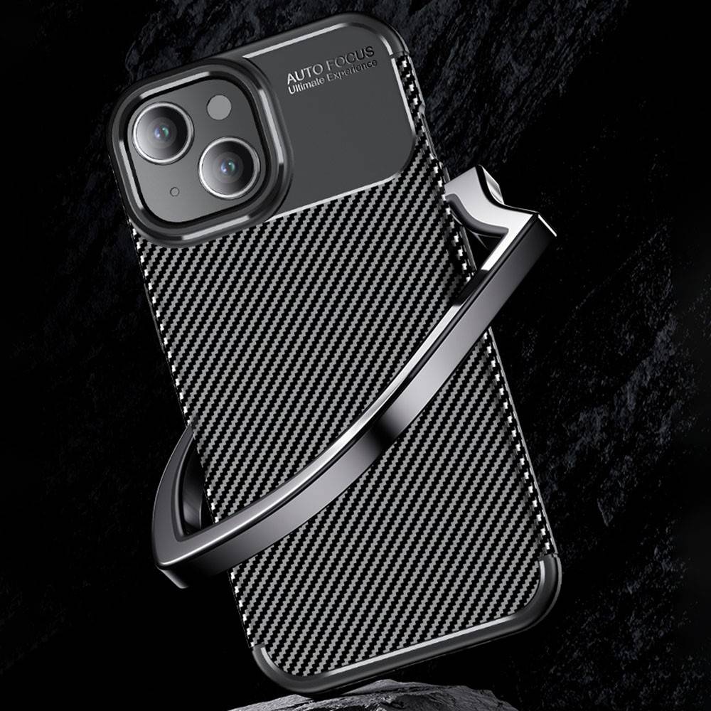 Kryt iPhone 15 Armored Shockproof Carbon Fiber černé