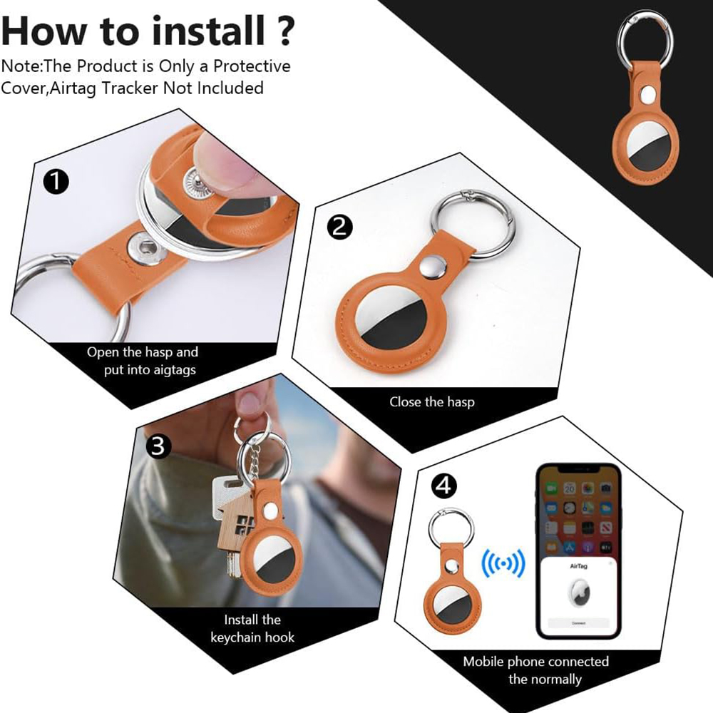 Pouzdro pro APPLE AIRTAG Techsuit (SLH1), kožené oranžové