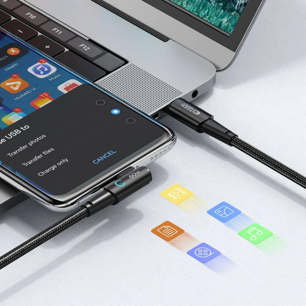 Datový kabel Tech-Protect Ultraboost "L" USB-C na USB-C, 6A PD60W 2m černý