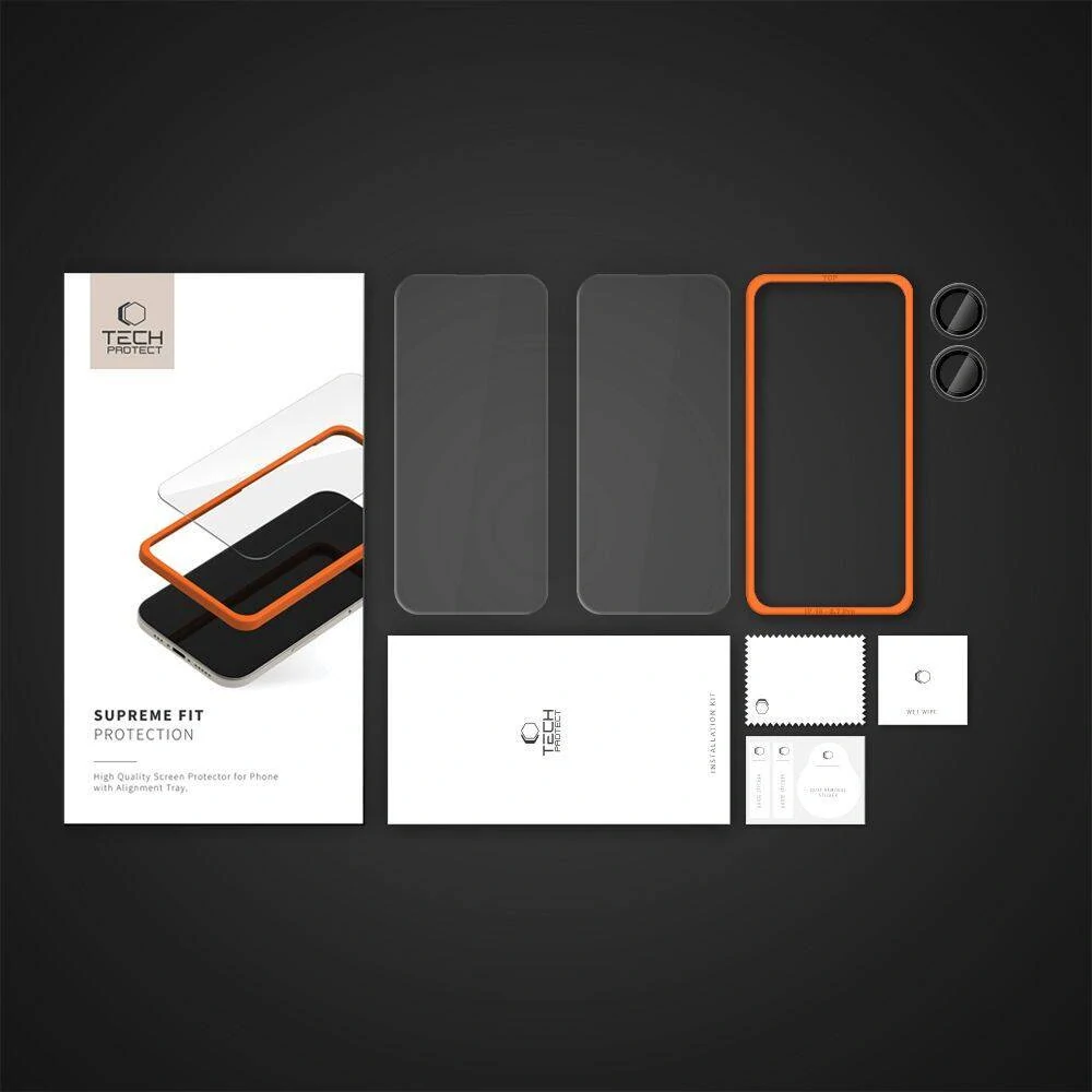 Tvrzené sklo iPhone 16 Plus Tech-Protect Supreme Set (2 ks sklo + 1 ks fotoaparát) čiré