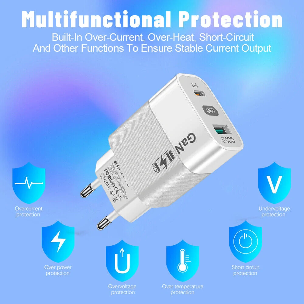 Nabíječka do sítě Techsuit (CHPD131) - GaN, USB, Type-C, Fast Charge, 65W - bílá