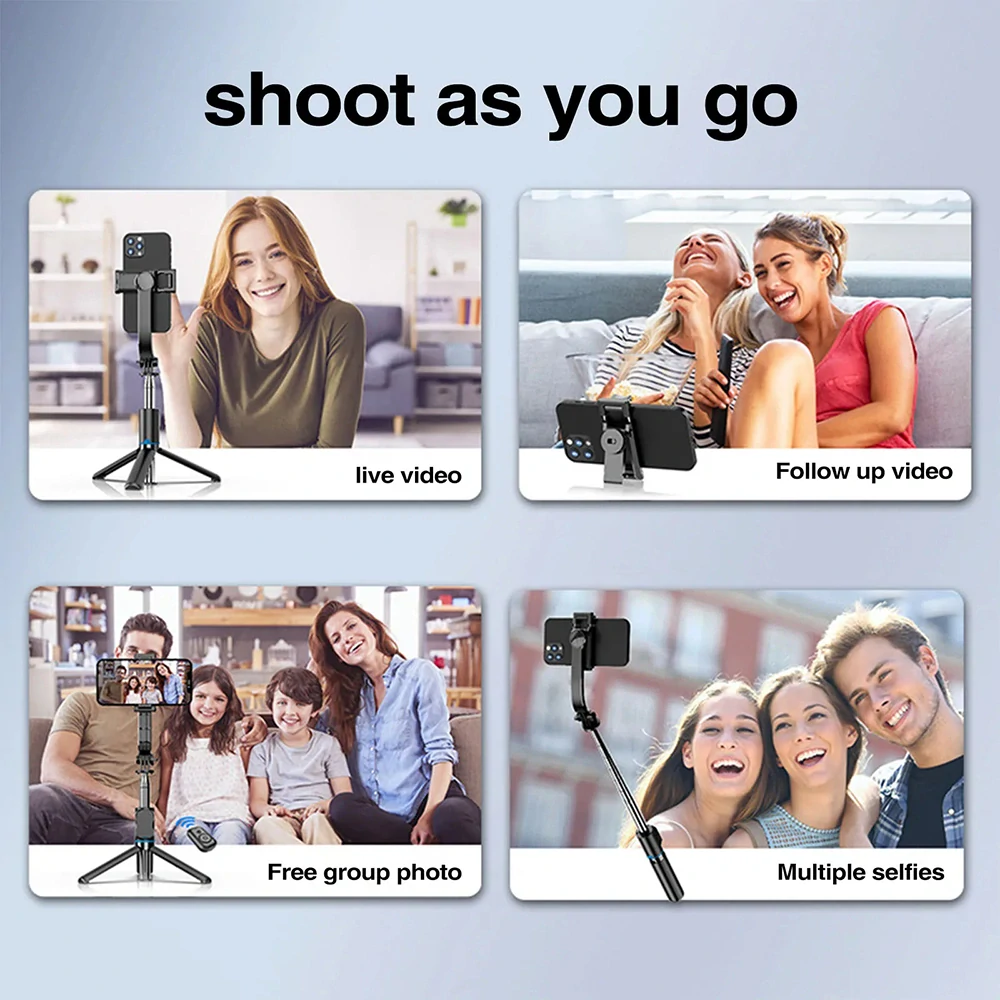 Selfie tyč Tripod Techsuit (C01) - se skládacím stabilním stativem a dálkovým ovládáním Bluetooth, 106 cm - černá