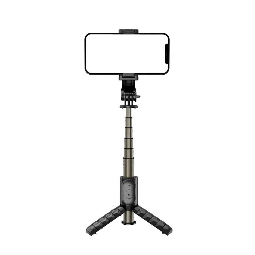 Selfie tyč Tripod Techsuit (Q10) – Stabilní gimbal/stativ s dálkovým ovládáním Bluetooth, výplňové světlo, rotace o 360, 68 cm – černá