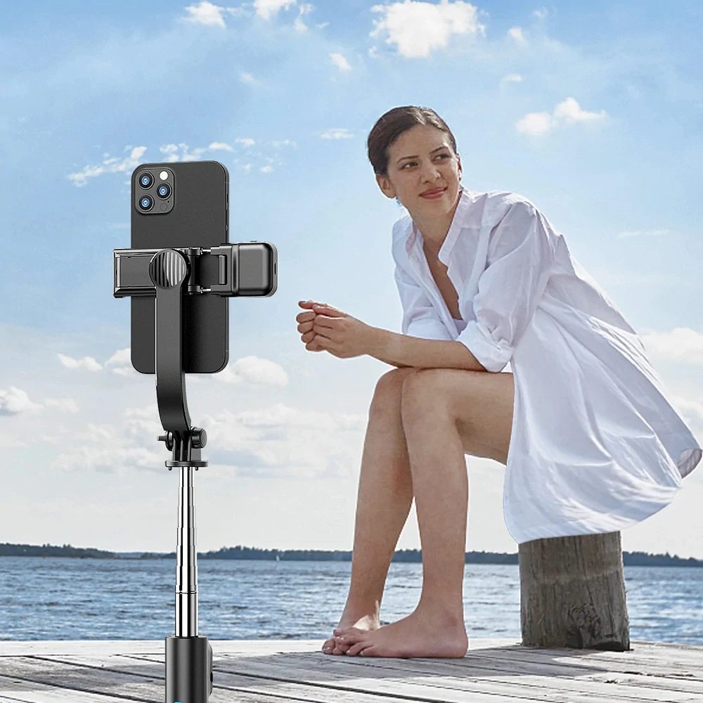 Selfie tyč Tripod Techsuit (C01s) – se skládacím stabilním stativem, dálkovým ovládáním Bluetooth, výplňovým světlem, 107 cm – černá