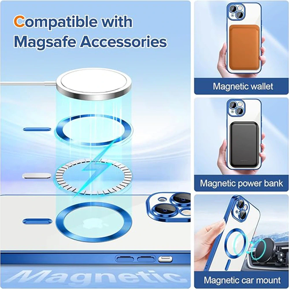 Kryt iPhone 15 Techsuit Luxury Crystal MagSafe - tmavě modrý