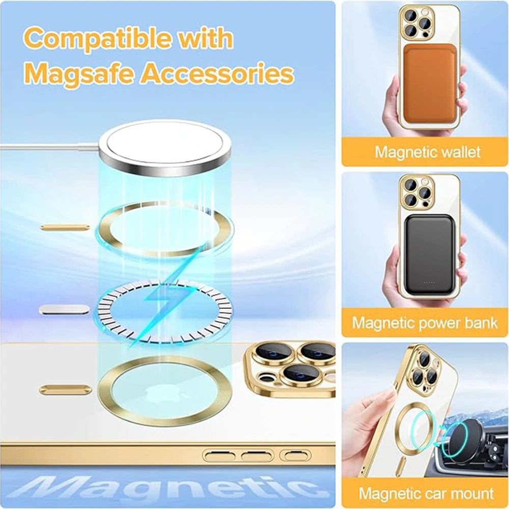 Kryt iPhone 15 Pro Techsuit Luxury Crystal MagSafe - zlatý