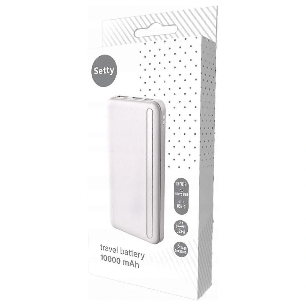Powerbanka Setty PB1-100, 10000 mAh, bílá