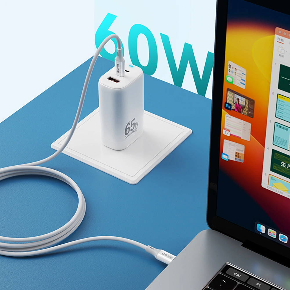Datový kabel BWOO USB-C - USB-C 1m 60W ABS + TPE X282 C-C, bílý