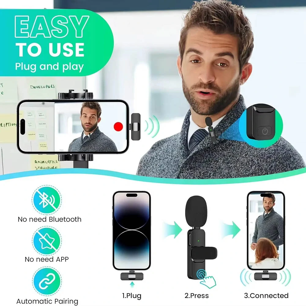 Bezdrátové mikrofony Techsuit LW2 USB-C, černé
