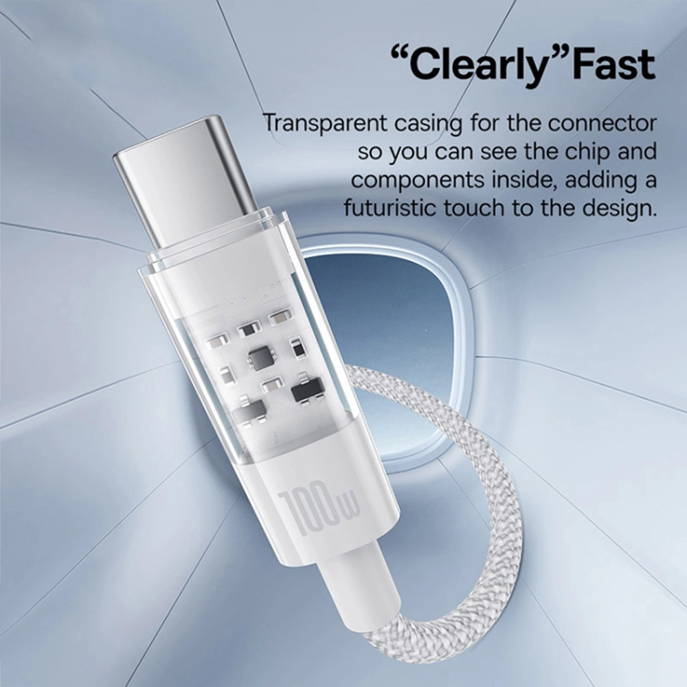 Datový Baseus Gem - Type-C na Type-C, 100W, 1m - Moon White