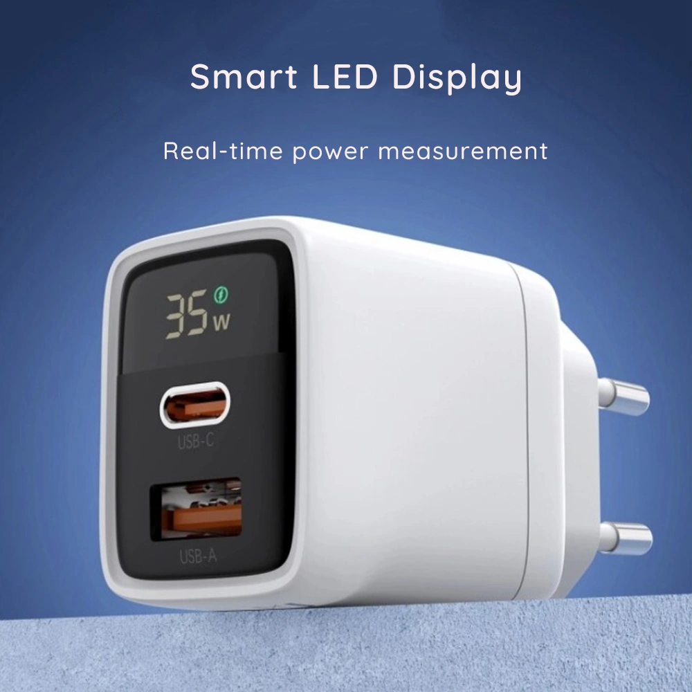 Nabíječka do sítě Techsuit LEDChargX (CH3) LED Display, 35W - bílá