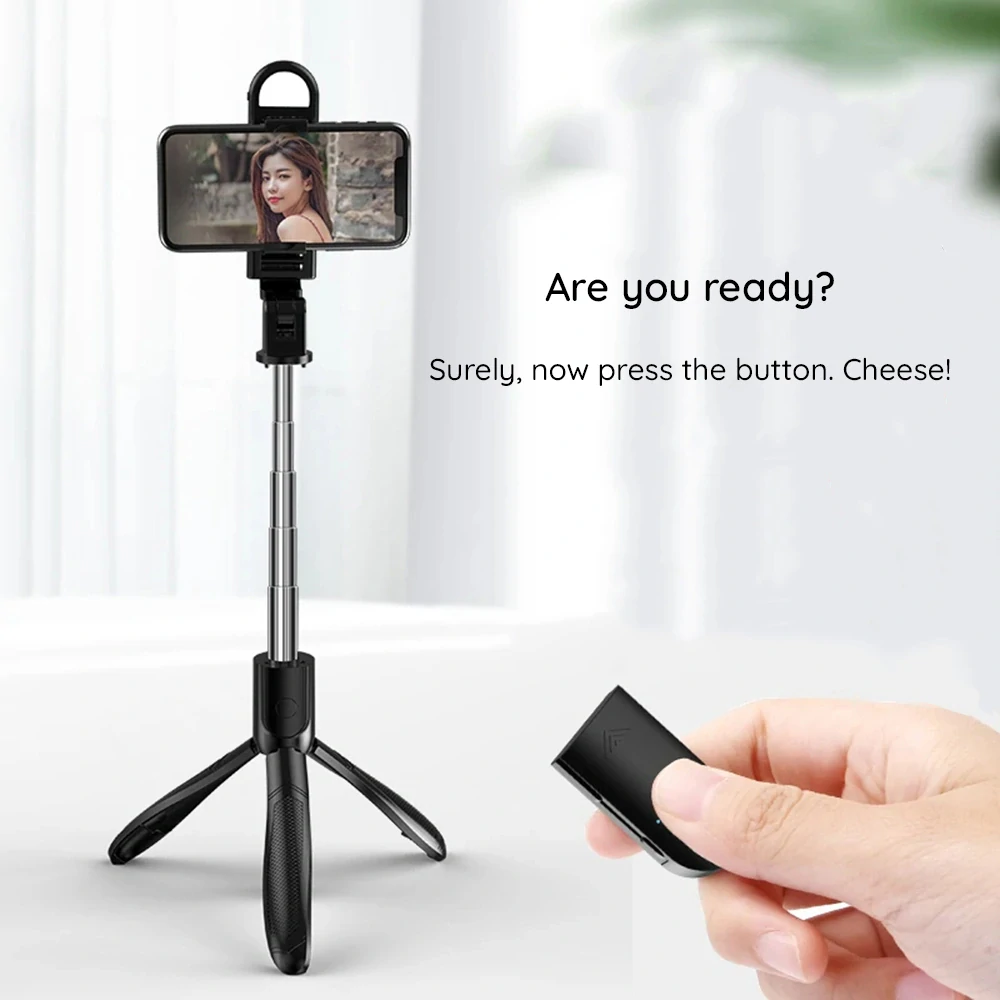 Selfie tyč Tripod Techsuit ((S01-S) Bluetooth, výplňové LED světlo, 70 cm – černý