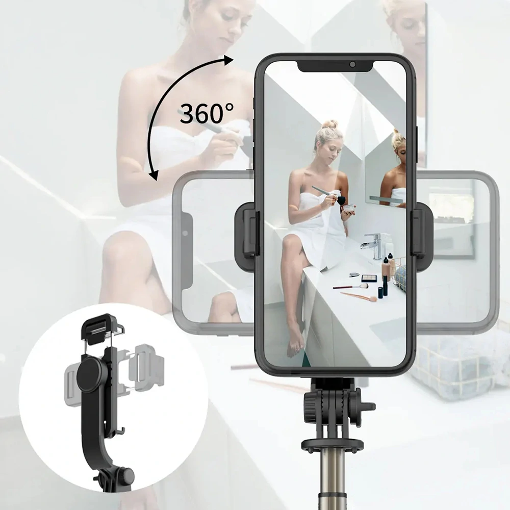 Selfie tyč Tripod Techsuit (Q03) Bluetooth, hliníková slitina, rotace o 360°, 74 cm – černý
