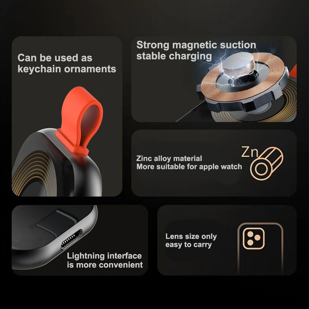 Magnetická bezdrátová nabíječka Lito (LC03) – pro Apple Watch, s kroužkem na klíče, 5W, 1A – bílá