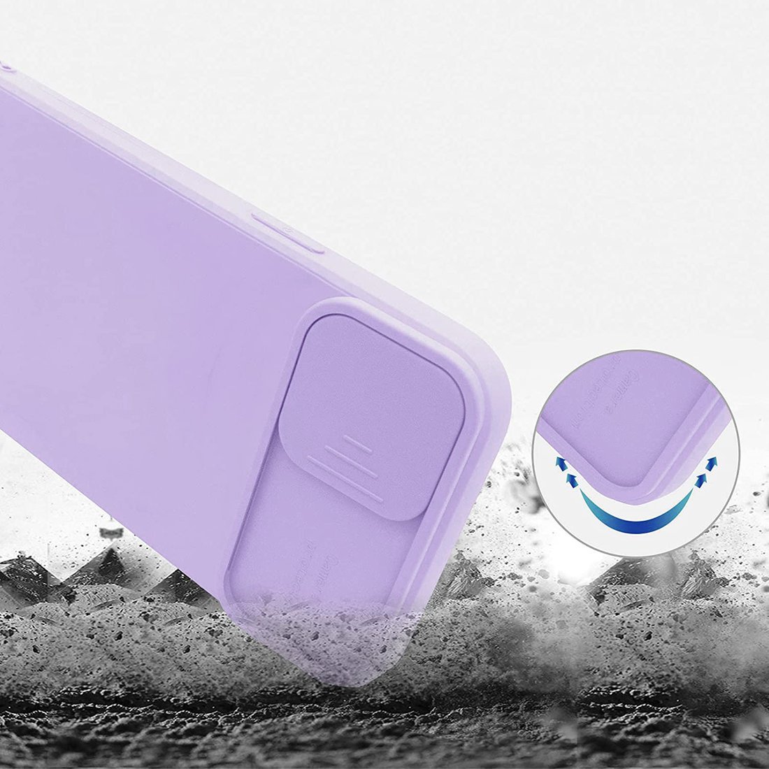 Kryt iPhone 12 Pro Max s krytem fotoaparátu - světle fialový