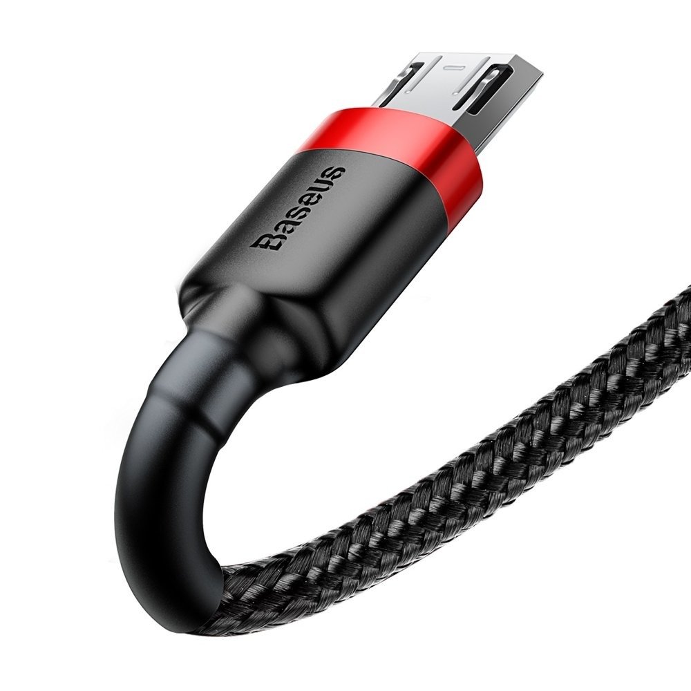 Datový kabel Micro USB Baseus - odolný nylonový kabel, 2,4A 1m, červený + černý