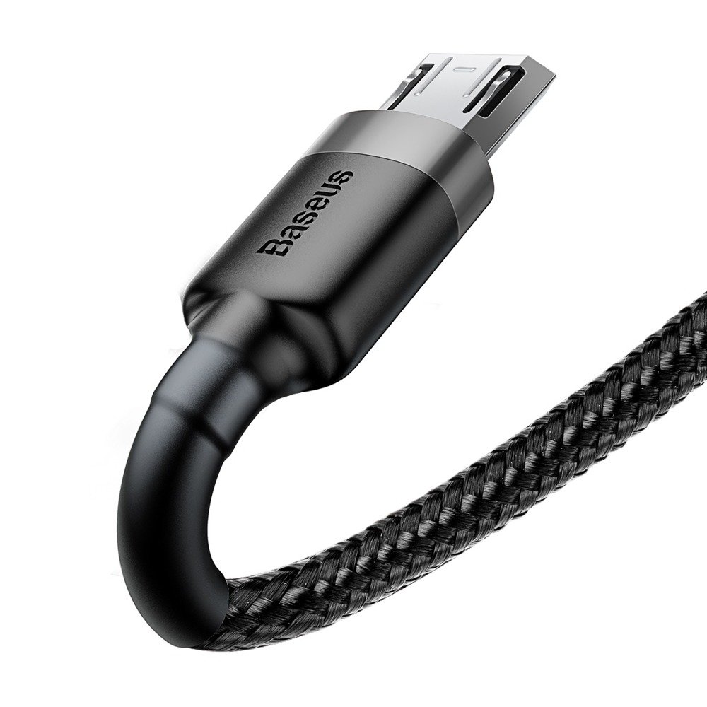 Datový kabel Micro USB Baseus - odolný nylonový kabel, 2,4A 1m, šedý + černý