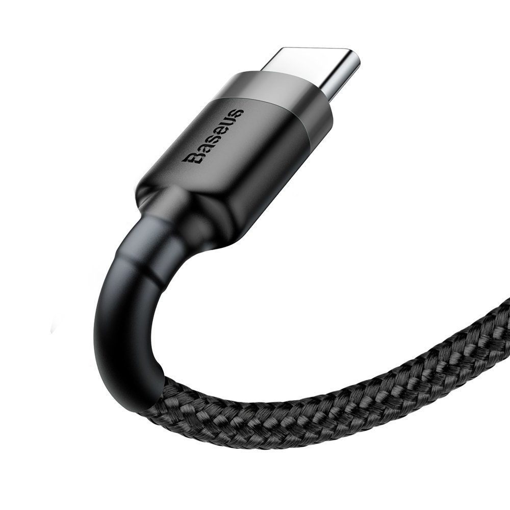 Datový kabel USB-C Baseus - odolný nylonový kabel, 2A 2m, šedý + černý