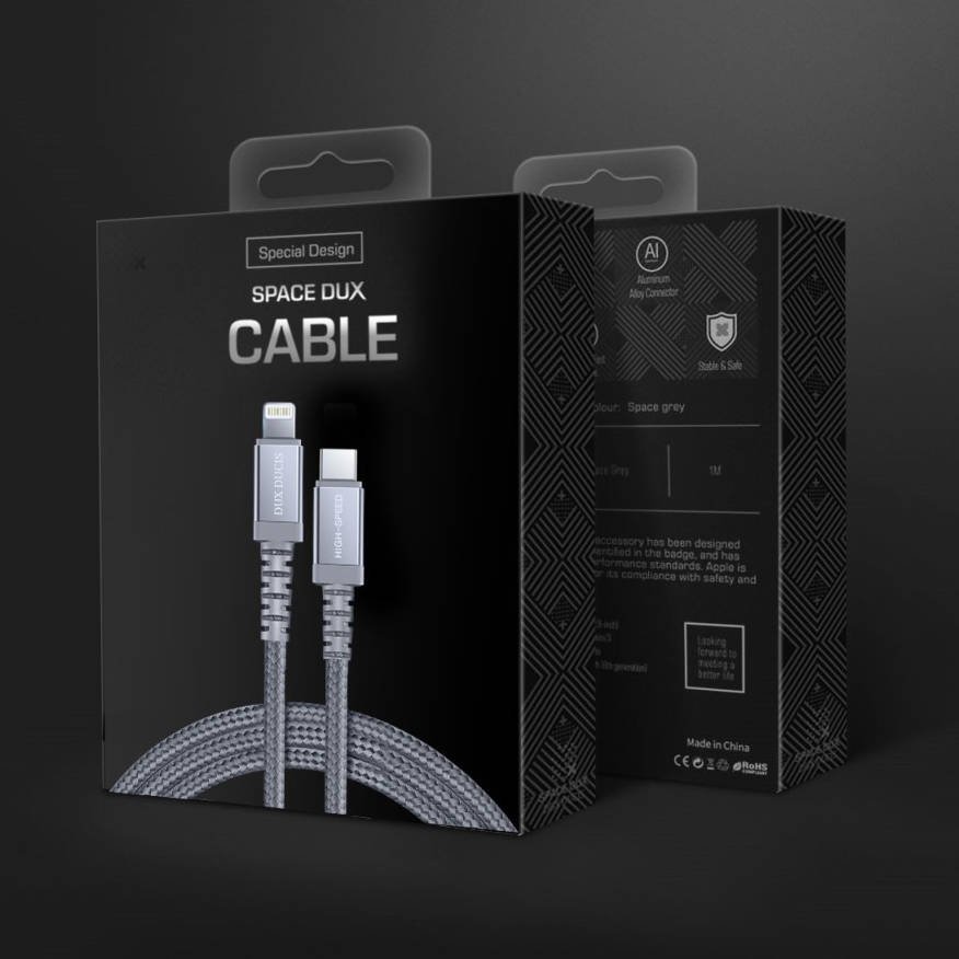 Datový kabel iPhone Lightning-USB C, 18W 3A 1m Dux Ducis Space MFI 