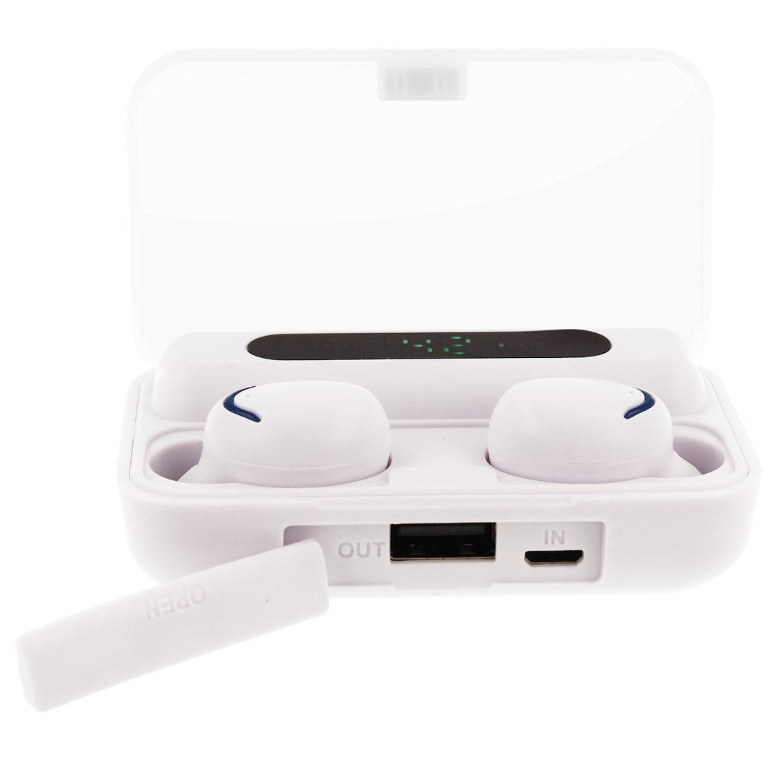 Bezdrátová sluchátka Bluetooth 5.0 HF TWS F9-5c s displejem bílá