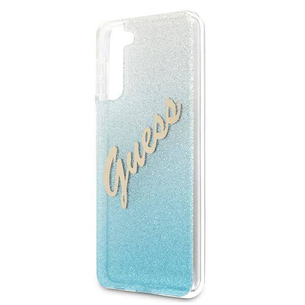 Kryt Samsung Galaxy S21 Plus Guess Hardcase Glitter Gradient Script (GUHCS21MPCUGLSBL) modrý