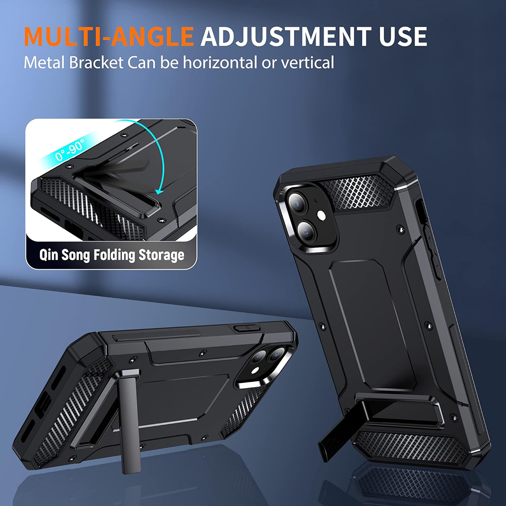 Kryt iPhone 12 /12 Pro, Techsuit - Hybrid Armor Kickstand , černý
