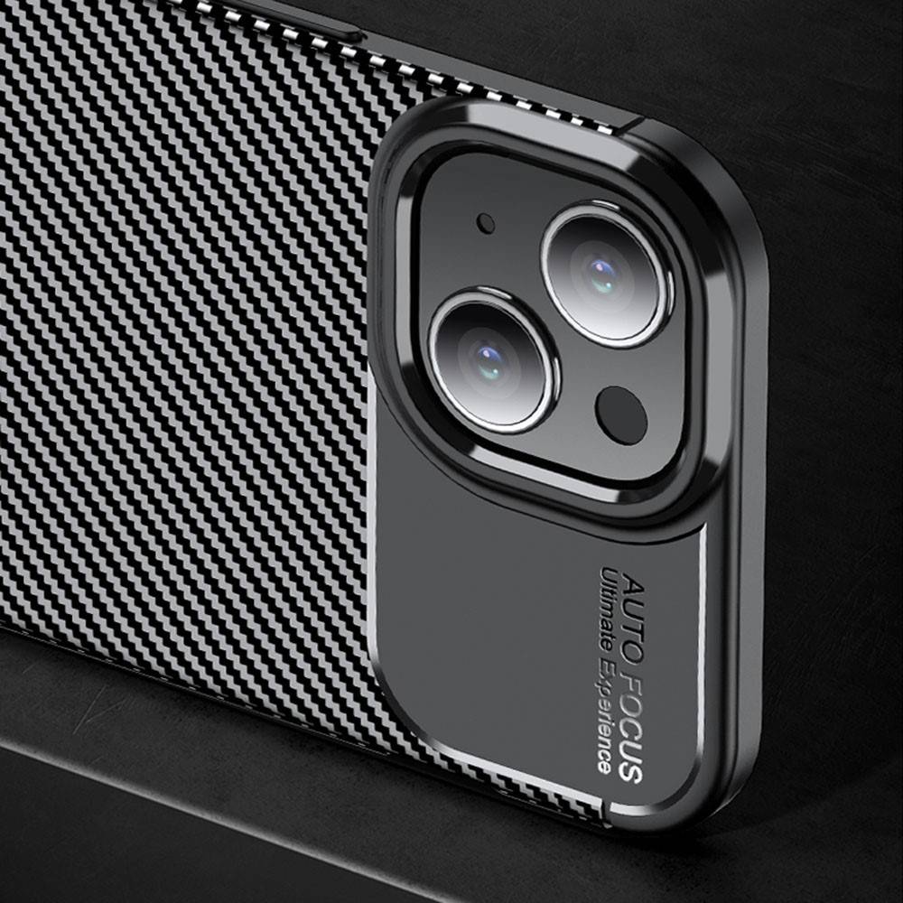 Kryt iPhone 15 Armored Shockproof Carbon Fiber černé