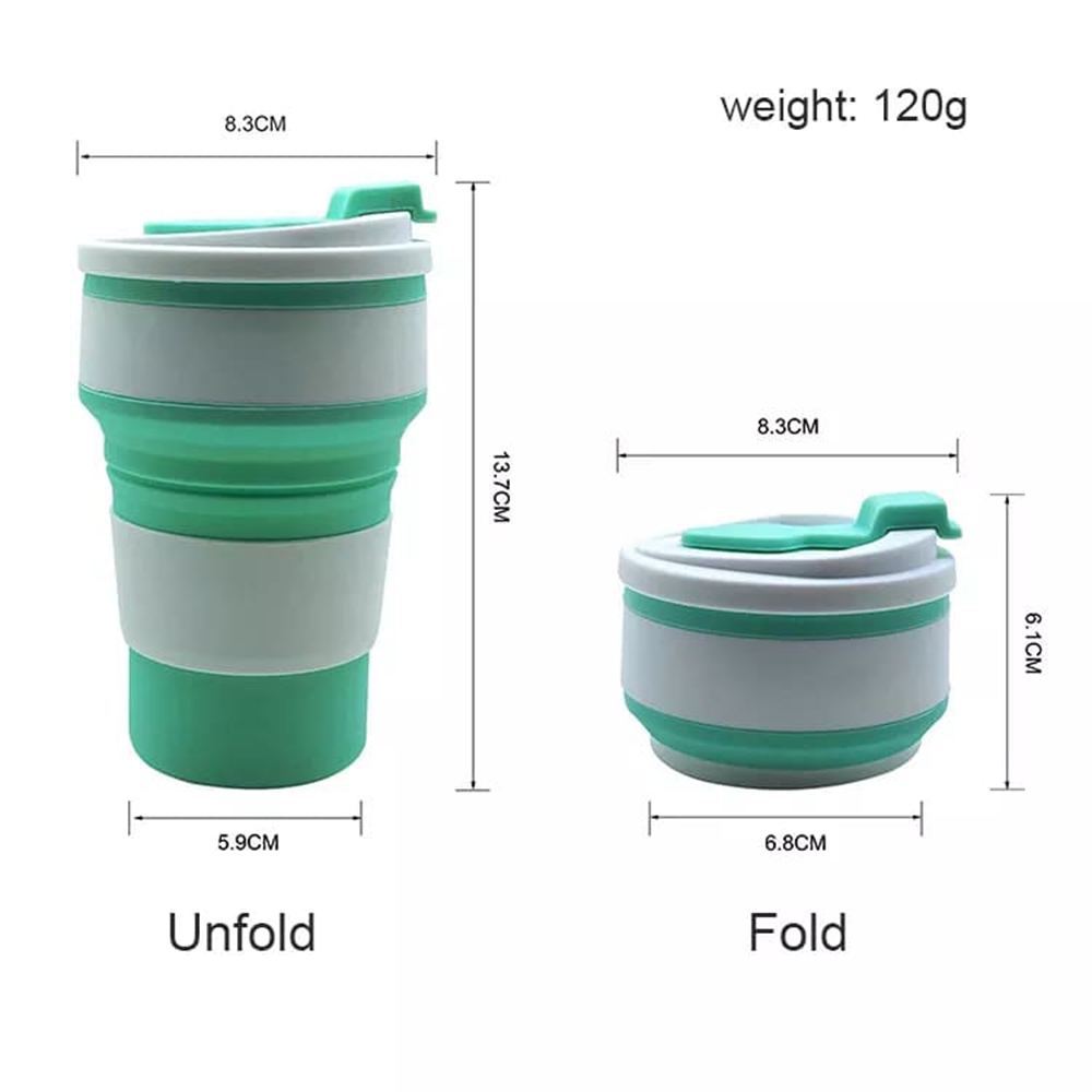 Skládací hrnek se silikonovým víčkem 350 ml růžový