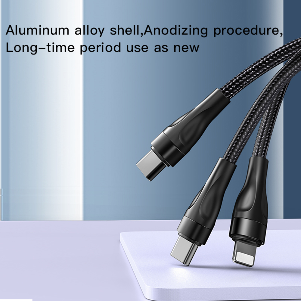Datový kabel 4v1 Yesido (CA110) - Type-C to 2 x Lightning, 2 x USB-C, 1.2m, 4A - černý