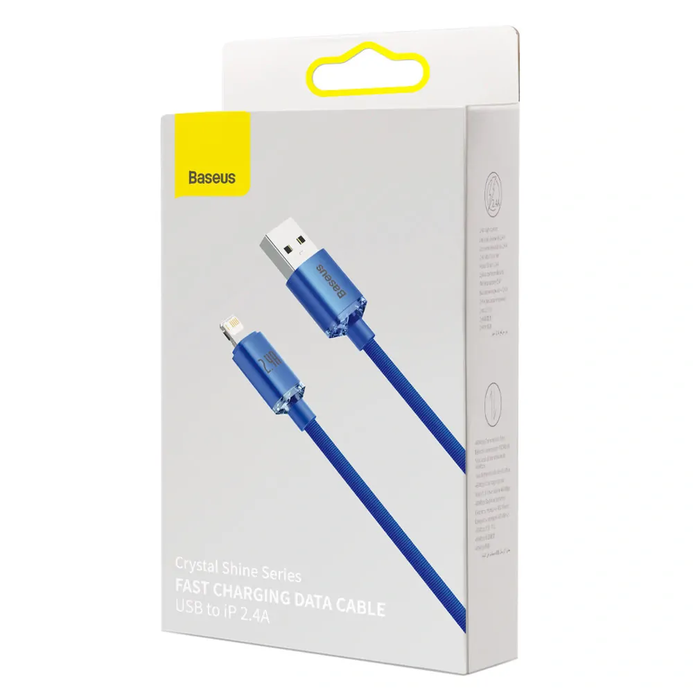 Datový kabel Baseus Crystal Shine USB na Lightning, 2,4A 2 m modrý