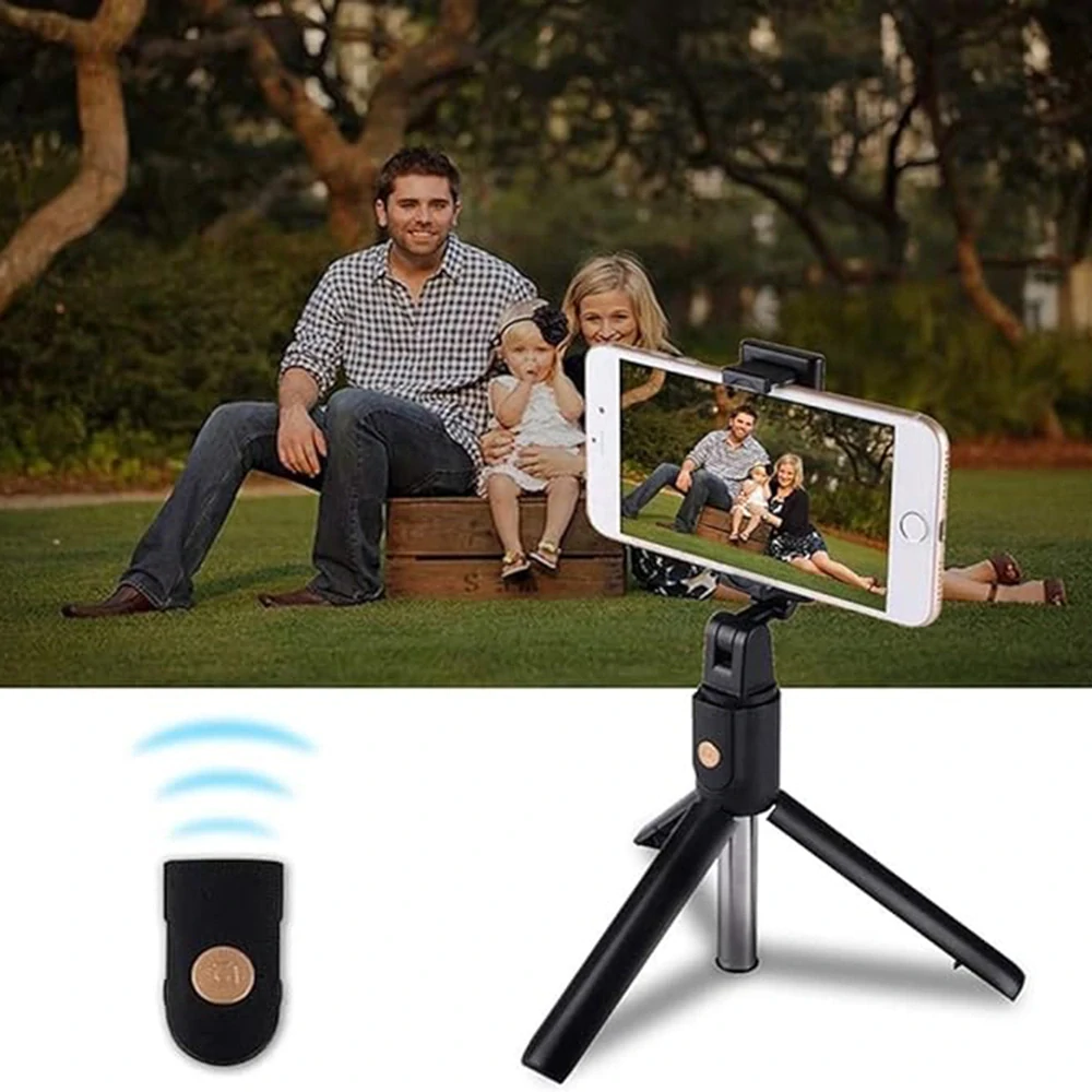Selfie tyč Tripod Techsuit (K07) - Kompaktní držák na stativ s dálkovým ovládáním Bluetooth, skládací, 70 cm - černý
