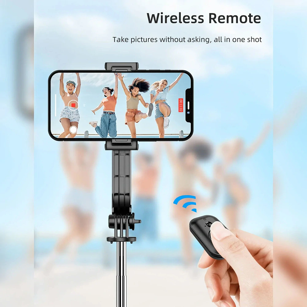 Selfie tyč Tripod Techsuit (C01) - se skládacím stabilním stativem a dálkovým ovládáním Bluetooth, 106 cm - černá