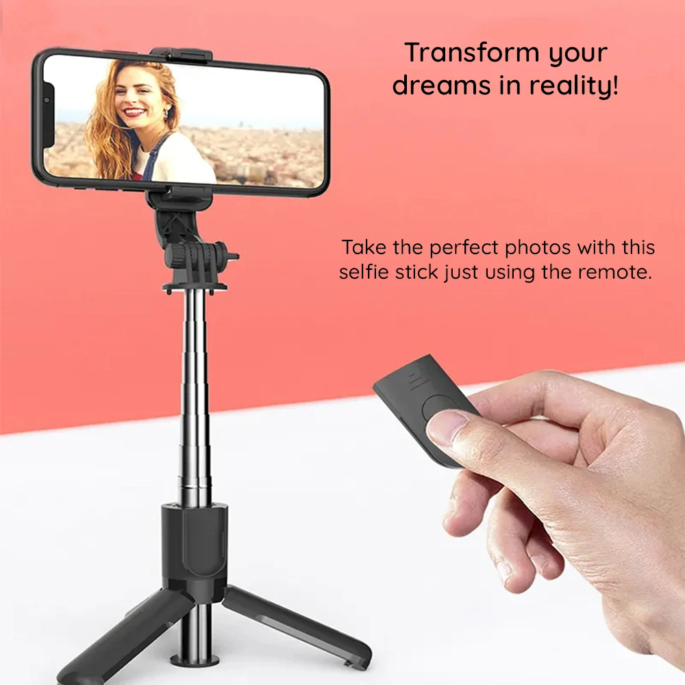 Selfie tyč Tripod Techsuit (L11) – Stabilní stativ s Bluetooth samospouští, 360 rotace, 73 cm – černá