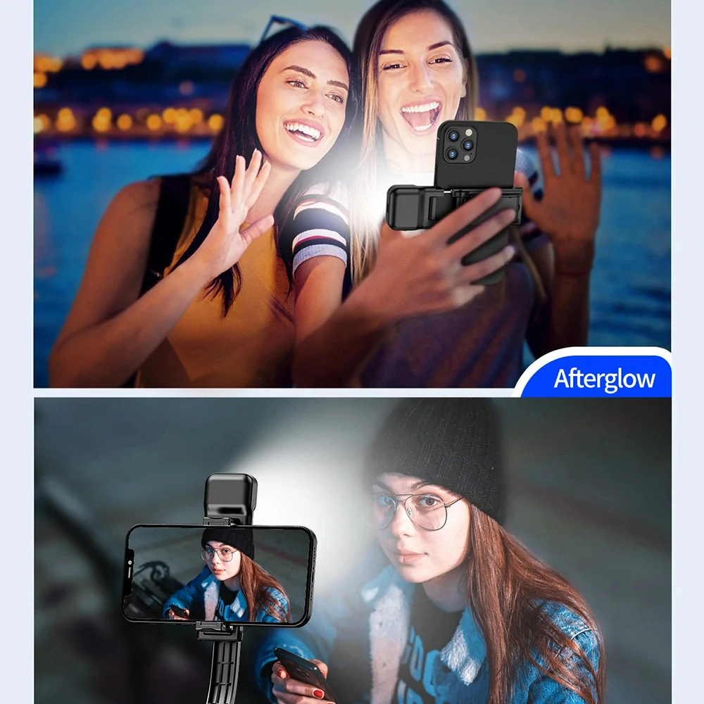 Selfie tyč Tripod Techsuit (C01s) – se skládacím stabilním stativem, dálkovým ovládáním Bluetooth, výplňovým světlem, 107 cm – černá