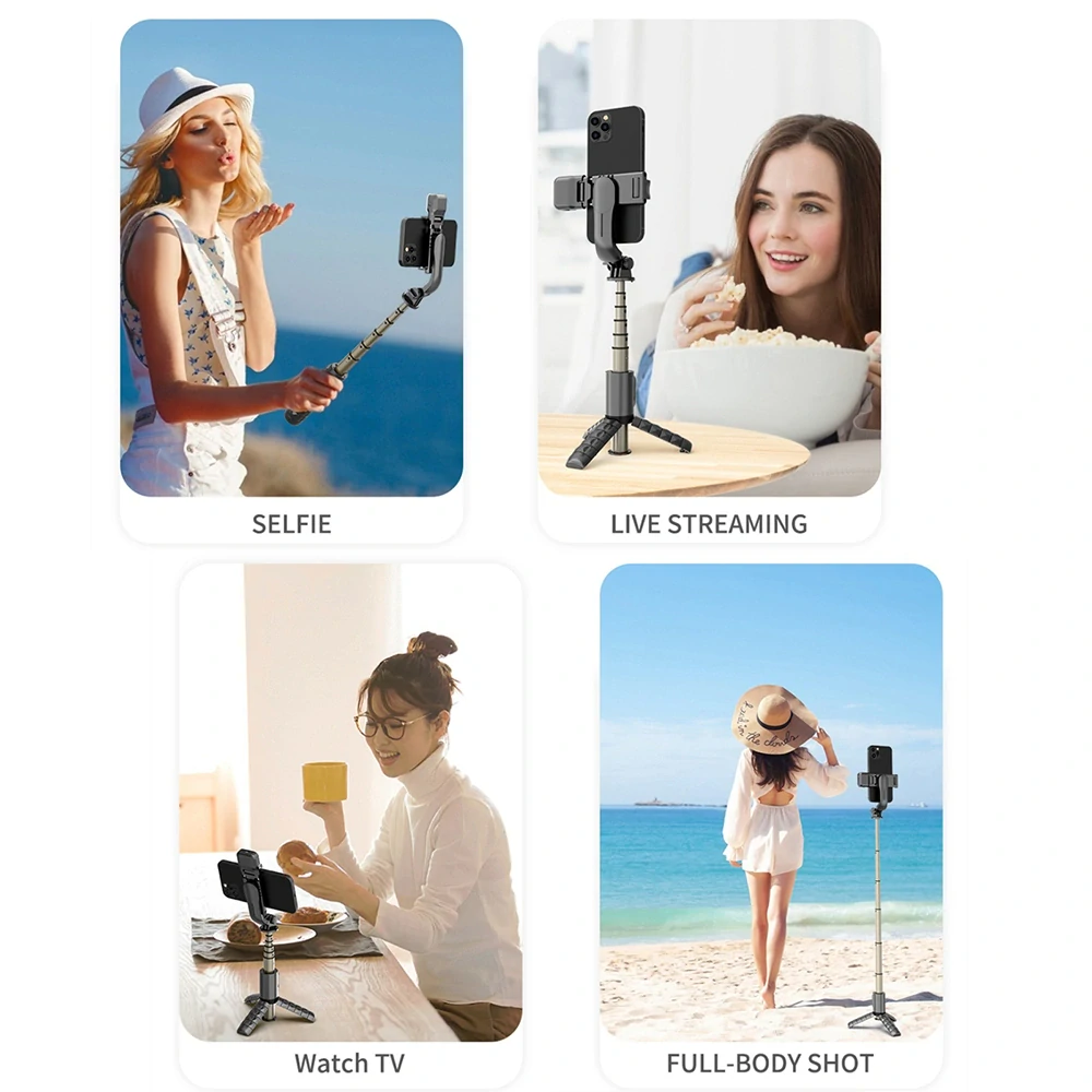 Selfie tyč Tripod Techsuit (Q10s) – Stabilní stativ s dálkovým ovládáním Bluetooth, výplňové světlo, rotace o 360, 70 cm – černá