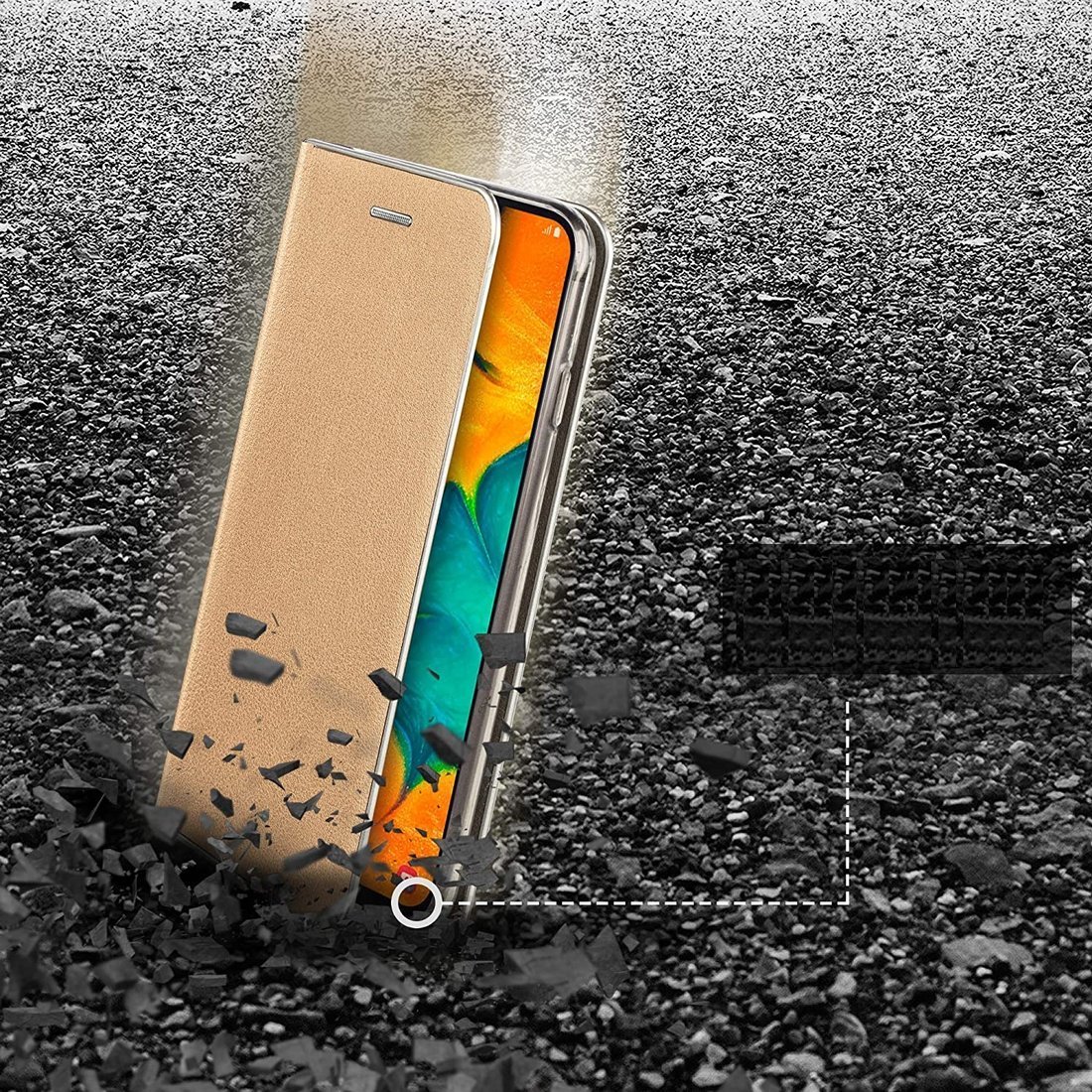 Pouzdro HUAWEI P40 Lite s flipem, umělá kůže Venus zlaté