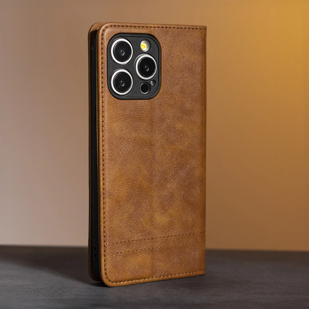 Pouzdro flip Samsung Galaxy A17 5G, smart seam, hnědé