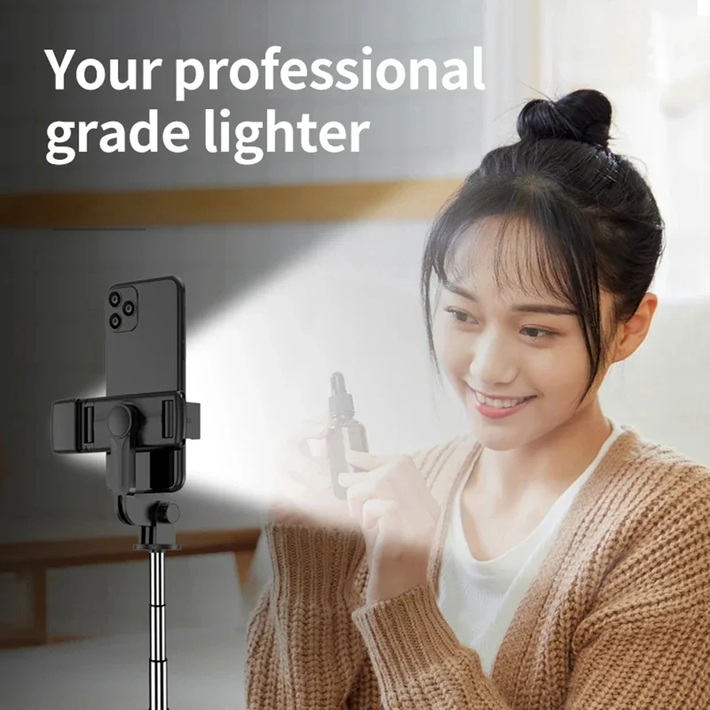 Selfie tyč Tripod Techsuit S03-S dálkové ovládání, LED světlo, 67 cm - Černá
