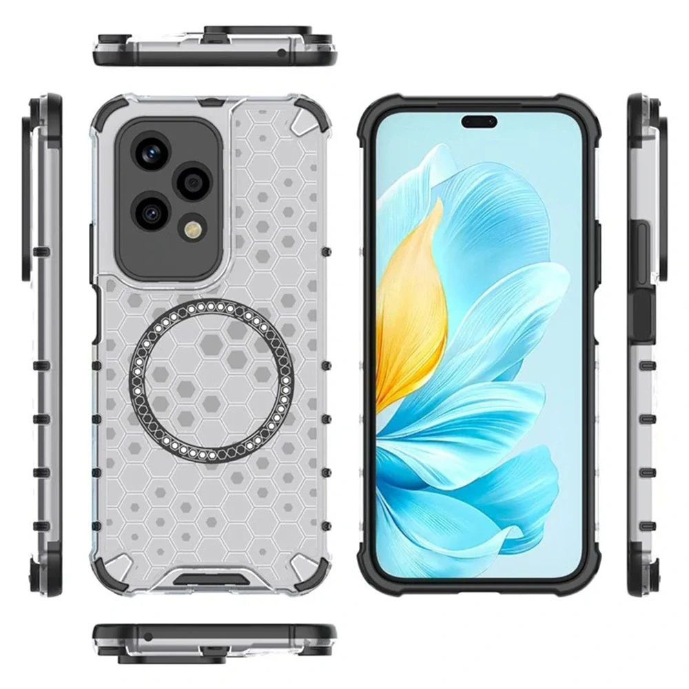 Kryt Honor 200 Lite, HoneyComb Shield MagSafe - bílý