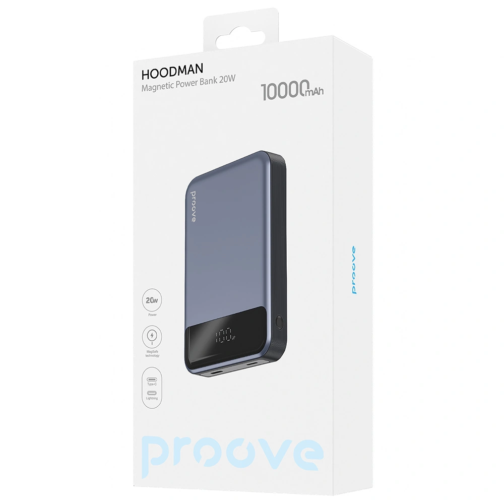 Bezdrátová MagSafe Powerbanka Proove Hoodman 20W, 10000mAh - šedá