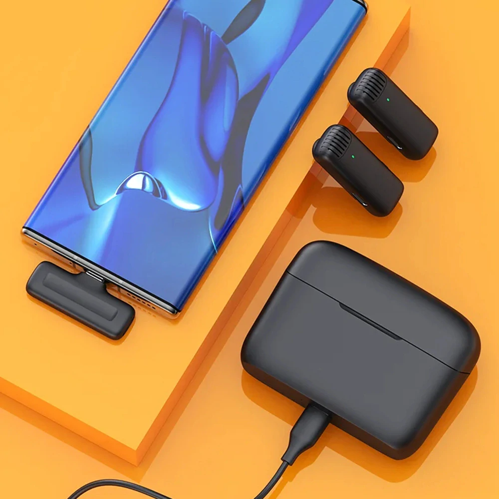 Bezdrátové mikrofony Techsuit LW4 USB-C, černé