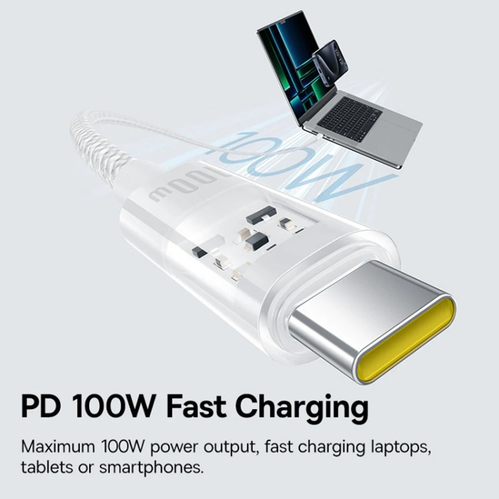 Datový Baseus Gem - Type-C na Type-C, 100W, 1m - Moon White