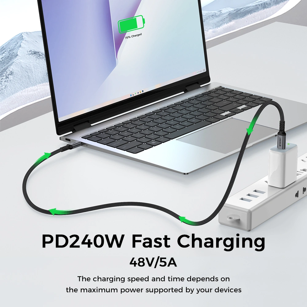 Datový kabel Techsuit TitanSync Pro (CX2) - Type-C na Type-C PD 240W, 480Mbps, 2m - Gray