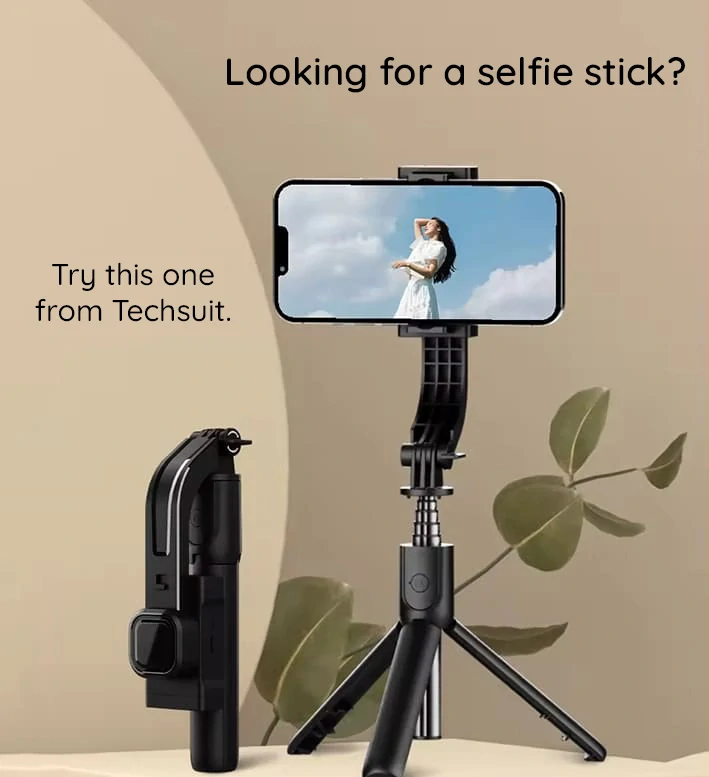 Selfie tyč Tripod Techsuit (C06) Bluetooth, výplňové LED světlo, 76 cm – černý