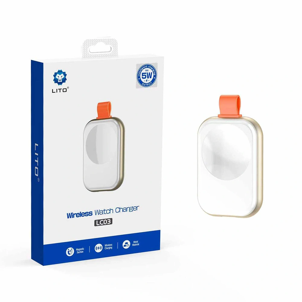 Magnetická bezdrátová nabíječka Lito (LC03) – pro Apple Watch, s kroužkem na klíče, 5W, 1A – bílá