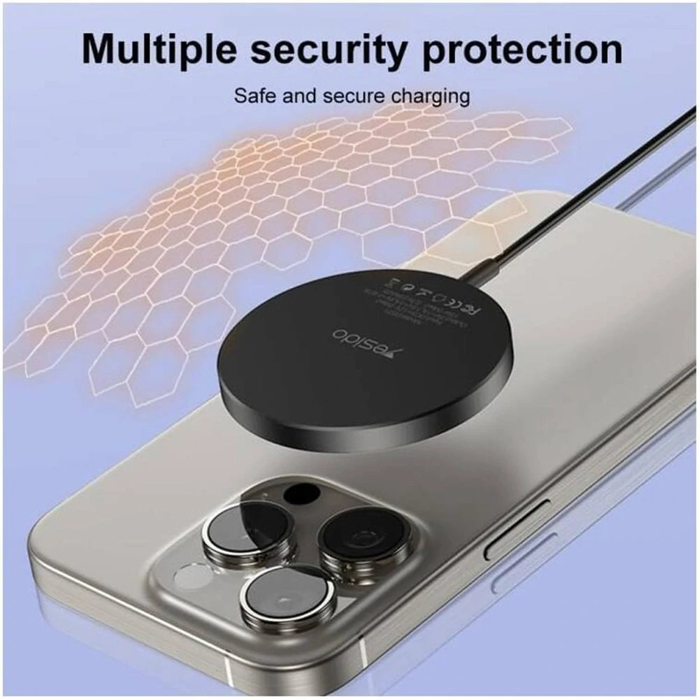 Bezdrátová nabíječka Yesido (DS21) 15W, USB typ C – černá