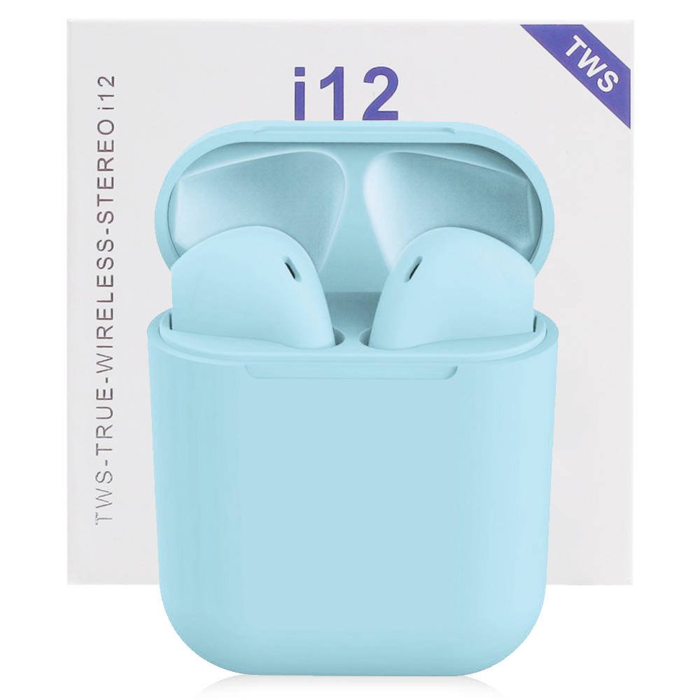Bezdrátová sluchátka i12 TWS  - modrá